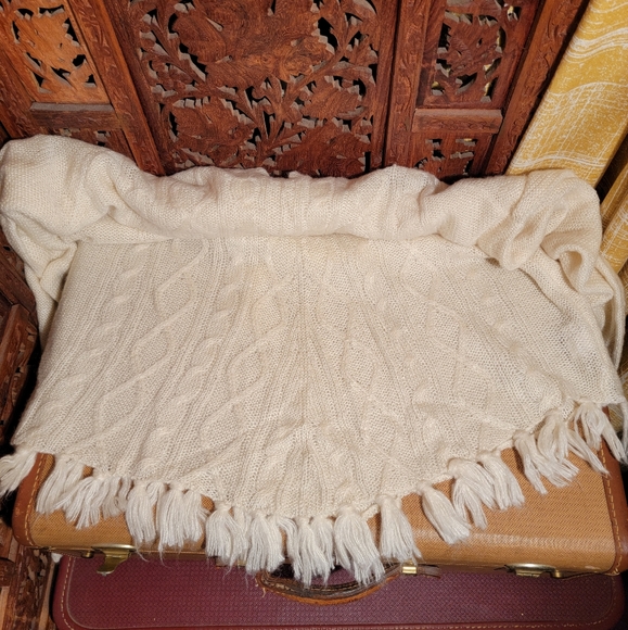 PrAna Shelby Cable Knit Sweater with Tassel Fringe in Winter White or Cream, XL - Picture 10 of 10